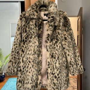 Jcrew faux fur leopard coat
